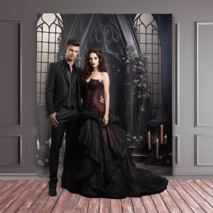 Tapiz Moody Gothic Dark Alter Burgundy Flores XLarge