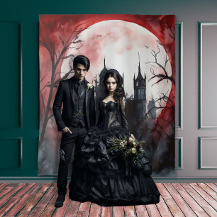 Tapiz Moody Gothic Dark Castle & Red Full Moon