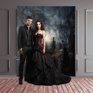 Tapiz Moody Gothic Otumn Moonlit Graveyard XLarge