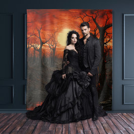 Tapiz Moody gótico Moon rojo oscuro de sangre y árboles 