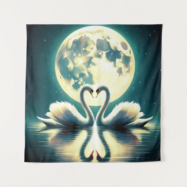Tapiz Moonlit Swan Serenade (Anverso)