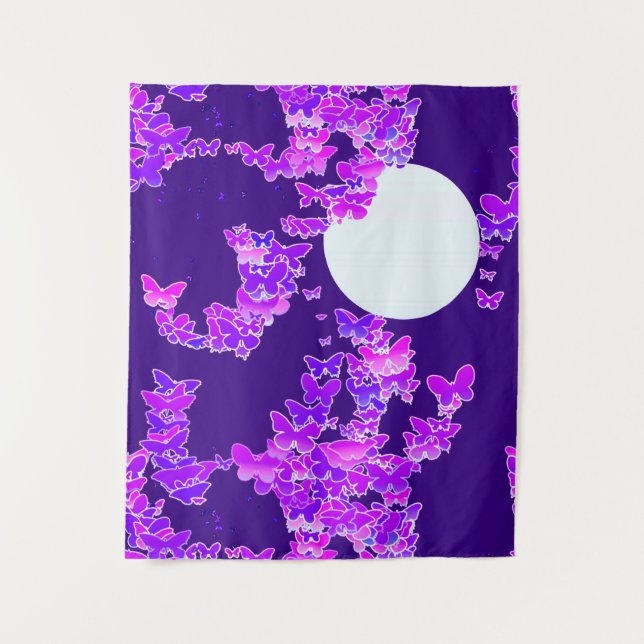 Tapiz Moonscape Wish Butterflies, violeta y púrpura prof (Anverso)