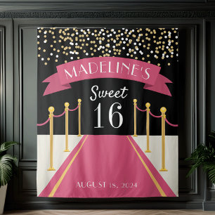 Tapiz Moqueta Rosa Personalizada Dulce 16 Fondo