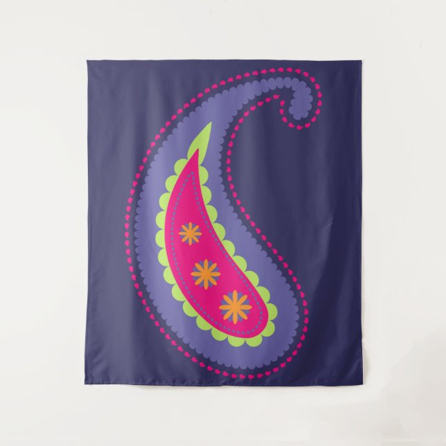 Tapiz Morado y rosa paisley (Anverso)