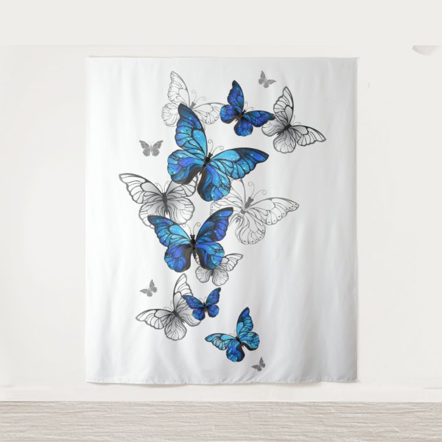 Tapiz Morfo de las mariposas voladoras azules (Anverso)