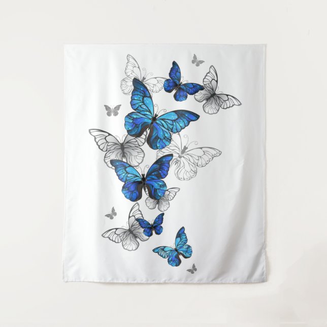 Tapiz Morfo de las mariposas voladoras azules (Anverso)