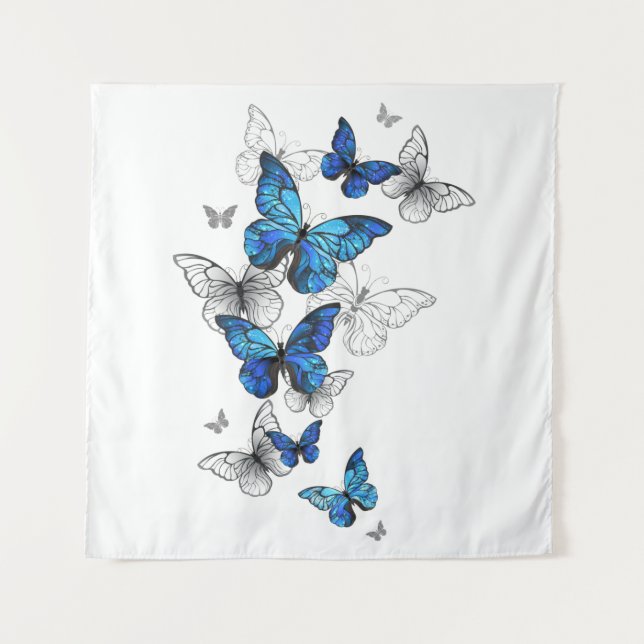 Tapiz Morfo de las mariposas voladoras azules (Anverso)