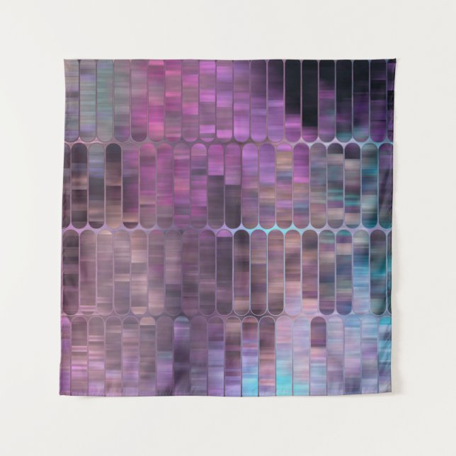 Tapiz Mosaico abstracto brillante multicolor con brillo (Anverso)