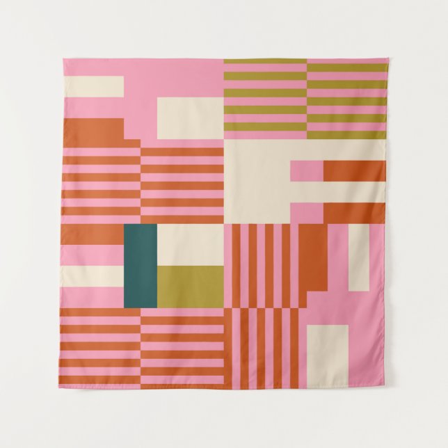 Tapiz Mosaico abstracto geométrico retro (Anverso)