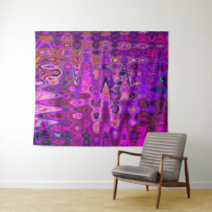 Tapiz Mosaico abstracto rosa y púrpura ondulado retro
