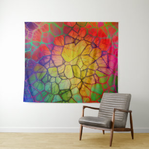 Tapiz Mosaico arcoiris - Aspecto de vidrio manchado