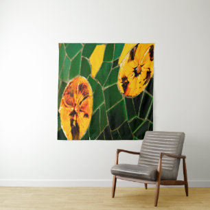 Tapiz Mosaico de flores amarillas y verdes