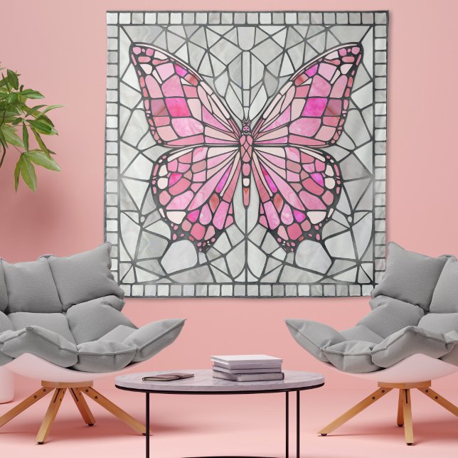 Tapiz Mosaico de mariposa - Rosa y gris de hadas (Subido por el creador)