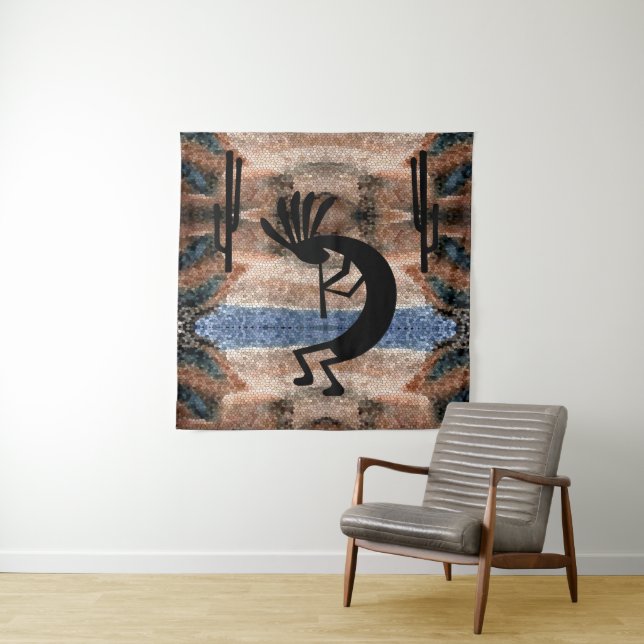 Tapiz Mosaico del desierto del suroeste de Kokopelli 57  (In situ)