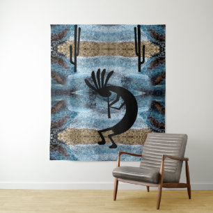 Tapiz Mosaico del desierto del suroeste de Kokopelli Azu