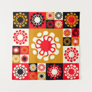 Tapiz mosaico étnico de estilo asiático con flores estil