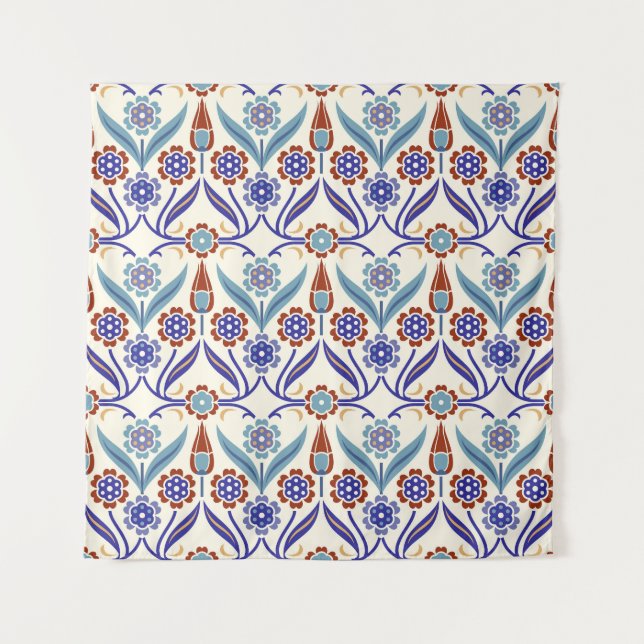 Tapiz Mosaico turco: Colorido patrón sin foco (Anverso)