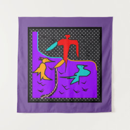 TAPIZ MOSTRANDO CONTEMPORÁNEO DE PÁJARO ROJO Y ACU