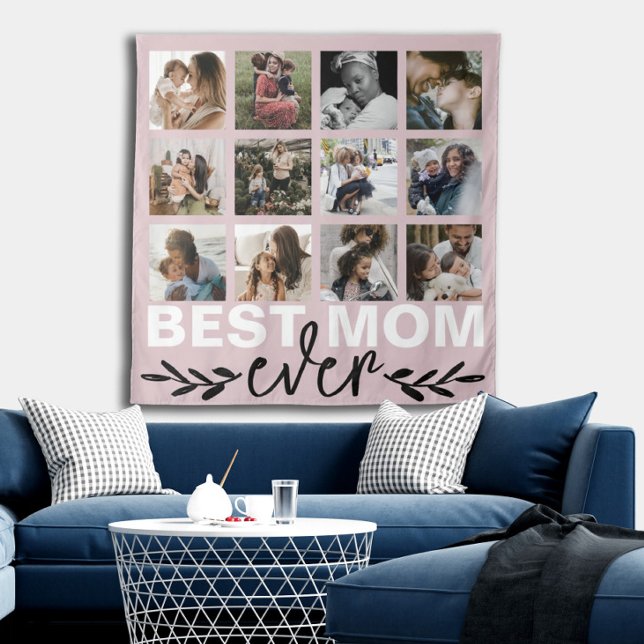 Tapiz Mothers Day Best Mom Photo Collage Pink (Subido por el creador)