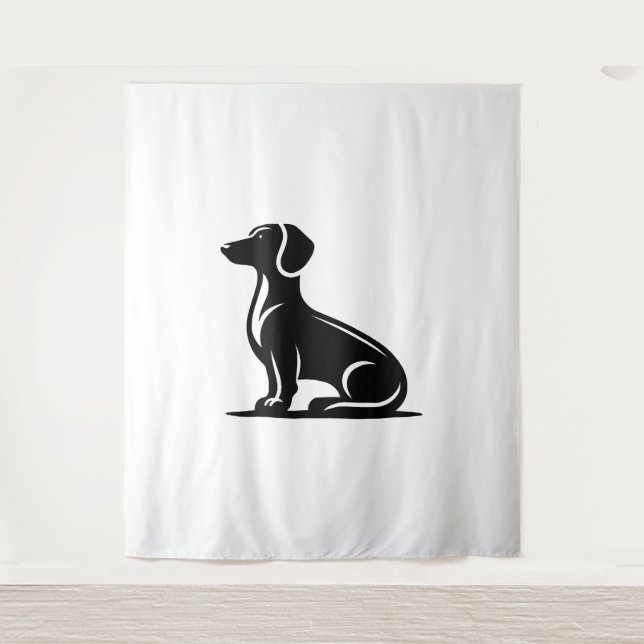 Tapiz Motif de perro simple cazando silueta de perro (Anverso)