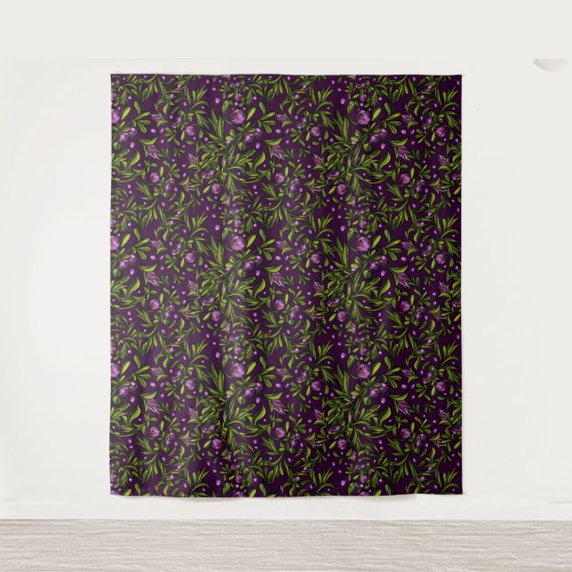 Tapiz Motivo Floral Artístico: Flores Moradas (Anverso)