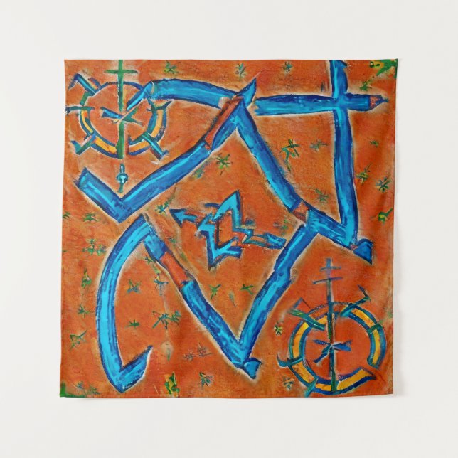 Tapiz Motivos bereberes amazigh, signos y símbolos abstr (Anverso)
