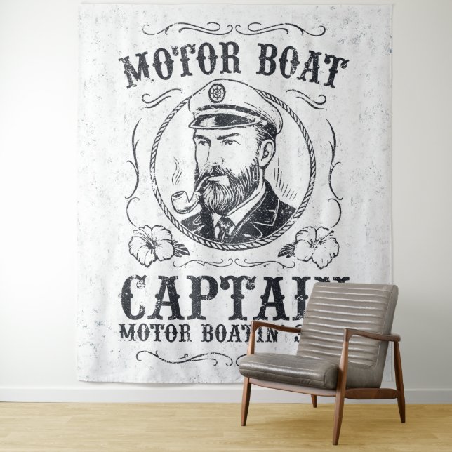 Tapiz Motor Boat Captain Funny Pontoon Boating (In situ)