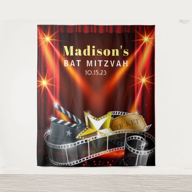 Tapiz MOVIE STAR HOLLYWOOD Bat Mitzvah Invitation (Anverso)