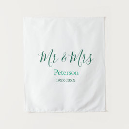 Tapiz Mr & Mrs last name married year wedding engagement