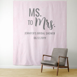 Tapiz Ms a Mrs Modern Pink Rubor Bridal Shower Backdrop