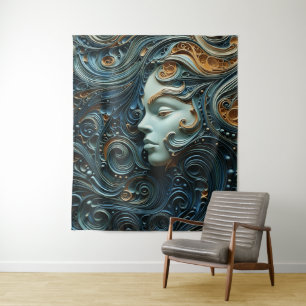 Tapiz Mujer a la luz de la luna Arte 3D