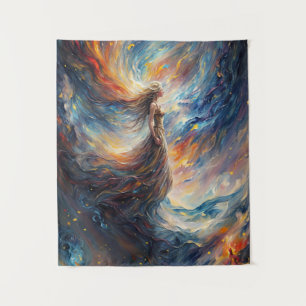 Tapiz Mujer celestial en ardiente arte cosmos
