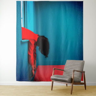 Tapiz Mujer Conceptual Minimalista Moderna en Rojo