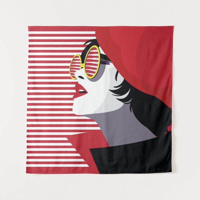 Tapiz Mujer de moda del arte pop Vintage (Anverso)