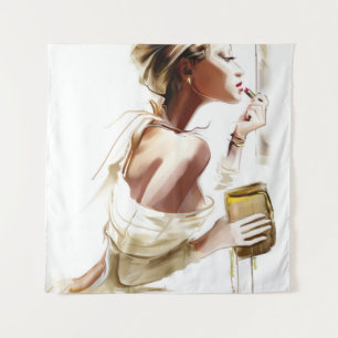 Tapiz Mujer De Moda: Retrato Contemporáneo Elegante.