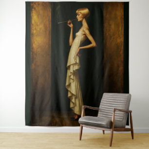 Tapiz Mujer elegante Art Déco retrato vintage glamour