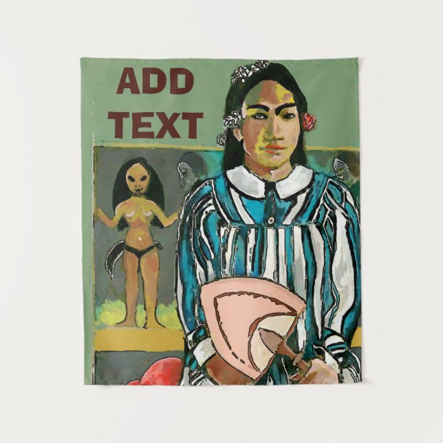 Tapiz Mujer insular, añadir texto, tapicería (Anverso)