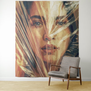 Tapiz Mujer Misteriosa Detrás del Arte al Óleo Impasto d