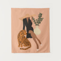 Mujer negra con tigre