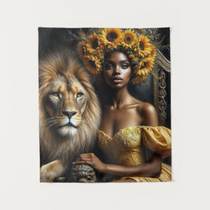 Tapiz Mujer Negra Girasol Con León
