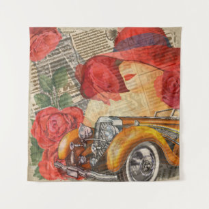 Tapiz Mujer Parisiense: Torre Eiffel Retro.