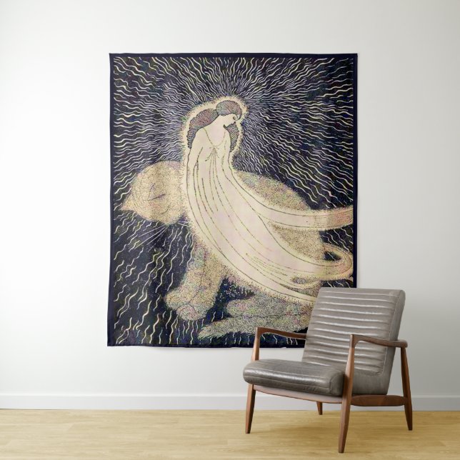Tapiz mujer soñadora y gato (In situ)