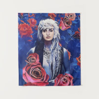 Mujer Vikingo Rosas Rojas Arte Abstracto Original