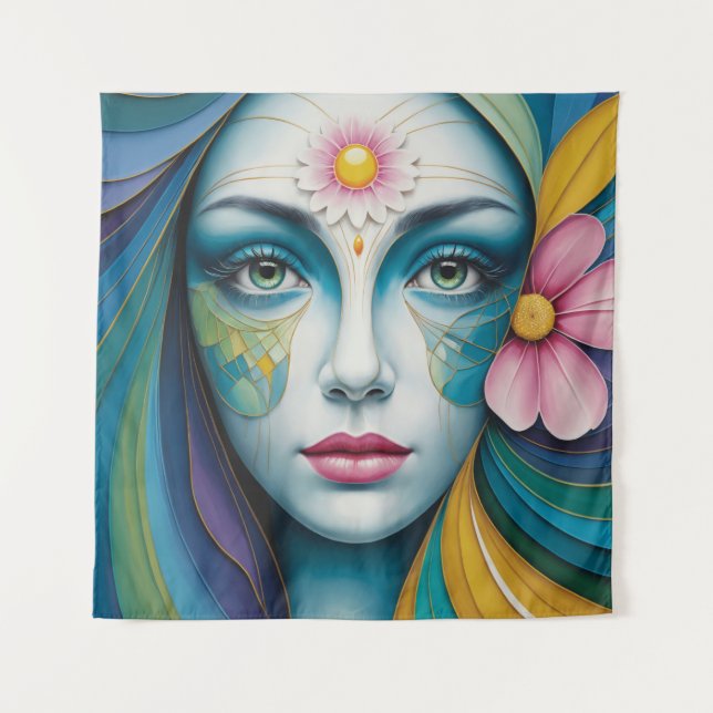 Tapiz Mujeres de flores de Mandala (Anverso)