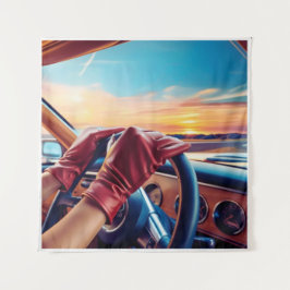 Tapiz Mujeres elegantes en coches clásicos