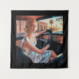 Tapiz Mujeres elegantes en coches clásicos