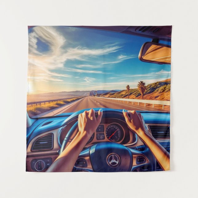 Tapiz Mujeres elegantes en coches clásicos (Anverso)