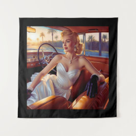 Tapiz Mujeres elegantes en coches clásicos