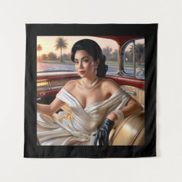 Tapiz Mujeres elegantes en coches clásicos