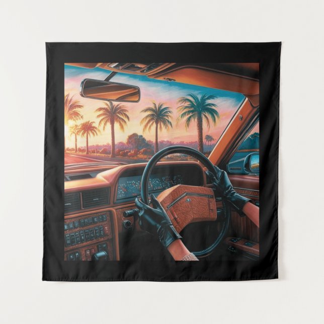 Tapiz Mujeres elegantes en coches clásicos (Anverso)